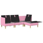 vidaXL Canapé modulaire avec rangement 4 Pièces Rose Tissu