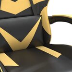 vidaXL Chaise de jeu pivotante et repose-pied Noir et doré Similicuir
