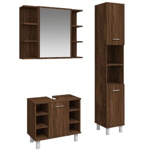 vidaXL Ensemble d'armoires de salle de bain 3 Pièces chêne marron
