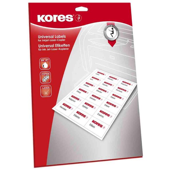 Etiquettes universelles 97 x 42 3 mm blanches 300 sur 25 feuilles a4 kores
