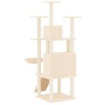 vidaXL Arbre à chat avec griffoirs en sisal Crème 154 cm