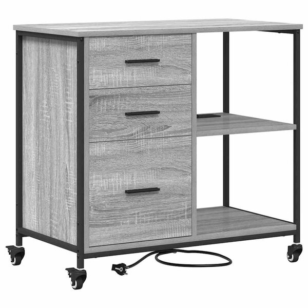 vidaXL Cabinet de Bureau Sonoma gris 76 x 41 x 72 cm Bois d'ingénierie
