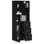 vidaXL Buffet haut Noir 69 5x34x180 cm Bois d'ingénierie