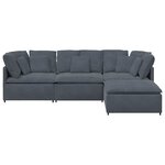 vidaXL Canapé modulaire et repose-pieds et coussins velours gris foncé