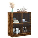 vidaXL Armoire latérale avec portes en verre chêne fumé 68x37x75 5 cm