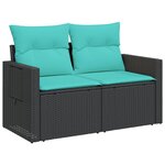vidaXL Salon de jardin 3 Pièces avec coussins noir résine tressée