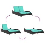 vidaXL Chaise longue avec coussins Noir 114x205x73 cm Résine tressée