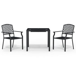 vidaXL Ensemble à manger de jardin 3 Pièces anthracite acier