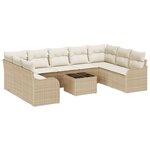 vidaXL Ensemble de Canapés de Jardin 10 Pièces avec Coussins en Brun Poly Rotin