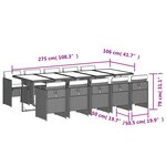vidaXL Ensemble à manger de jardin et coussins 11 Pièces beige poly rotin