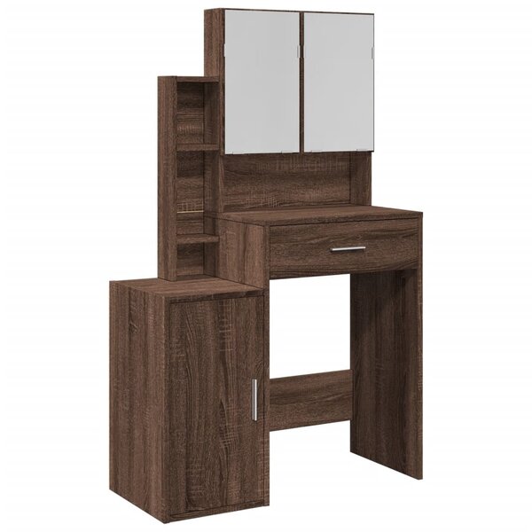vidaXL Coiffeuse avec armoire chêne marron 80x35x132 cm