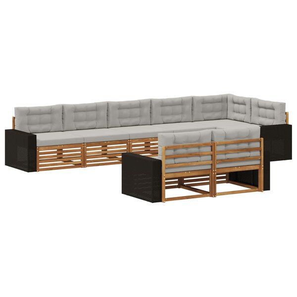 vidaXL Ensemble de canapés d'extérieur 8 Pièces Naturel et gris clair