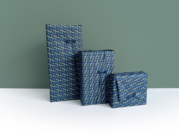 Trio feuilles cadeaux réutilisables Bleu Quimper
