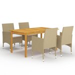 vidaXL Ensemble à manger de jardin 5 Pièces Beige