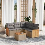 vidaXL Salon de jardin avec coussins 6 Pièces beige résine tressée
