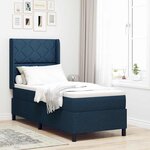 vidaXL Lit à ressorts avec matelas Bleu 90 x 190 cm tissu