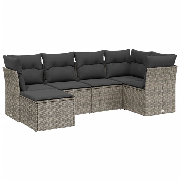 vidaXL Salon de jardin 6 Pièces avec coussins gris résine tressée