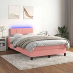 vidaXL Sommier à lattes de lit et matelas LED rose 120x190 cm velours