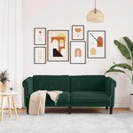 vidaXL Canapé 2 places vert foncé velours