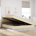 vidaXL Lit avec rangement et matelas avec matelas Crème 200 x 200 cm