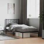 vidaXL Cadre de lit métal sans matelas avec tête de lit noir 90x200 cm