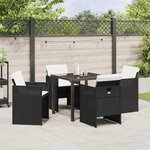 vidaXL Ensemble de salle à manger pour jardin 5 Pièces Noir polyrotin