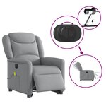 vidaXL Fauteuil inclinable de massage électrique Gris clair Tissu