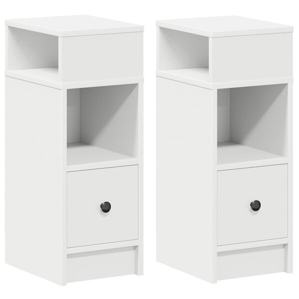 vidaXL Tables de chevet 2 Pièces avec tiroir blanc 25x31x66 cm