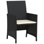 vidaXL Ensemble de bistro 3 Pièces avec coussins noir résine tressée