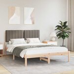 vidaXL Cadre de lit avec tête de lit rembourrée Taupe 135 x 190 cm