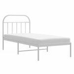vidaXL Cadre de lit métal sans matelas avec tête de lit blanc 90x200cm