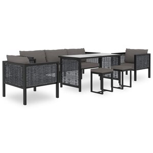 Salon de jardin meuble d'extérieur ensemble de mobilier 8 pièces avec coussins résine tressée anthracite 02_0017668