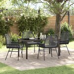 vidaXL Ensemble de Salle à Manger de Jardin 5 Pièces avec Coussins Noir Poly Rotin