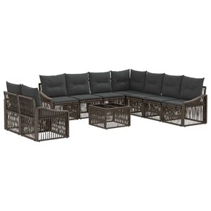 vidaXL Ensemble de canapé de jardin 10 Pièces Gris polyrotin