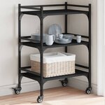 vidaXL Chariot de cuisine noir 50x35x75 5 cm bois d'ingénierie