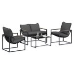 vidaXL Ensemble de canapé de jardin 4 Pièces Noir et anthracite Acier