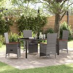 vidaXL Ensemble de salle à manger pour jardin 5 Pièces Gris Poly rotin