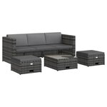 vidaXL Salon de jardin 4 Pièces avec coussins résine tressée gris