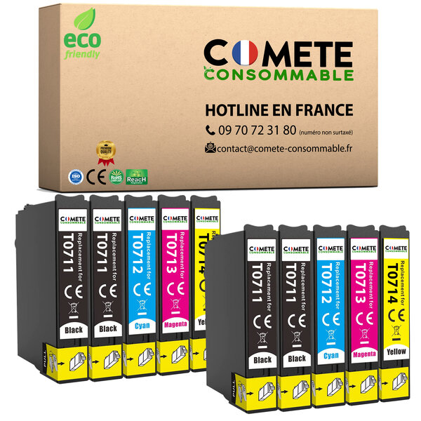 T0715 - 10 cartouches compatibles pour Epson T0715 - COMETE