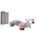 AMORI Lit simple + Sommier + Armoire 2 portes + Chevet + Bureau