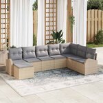 vidaXL Ensemble de canapé de jardin 8 Pièces Beige Poly rotin