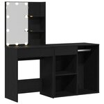 vidaXL Table de maquillage LED Chêne noir 140 x 40 x 140 cm