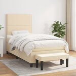 vidaXL Sommier à lattes de lit et matelas Crème 90x190 cm Tissu