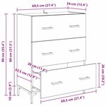 vidaXL Buffet Chêne noir 69 5 x 34 x 90 cm Bois d'ingénierie et fer