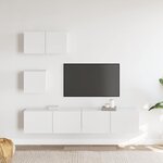 vidaXL Ensemble de meubles TV 4 Pièces Blanc Bois d'ingénierie
