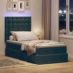 vidaXL Lit de rangement LED avec matelas Vert foncé 90 x 200 cm