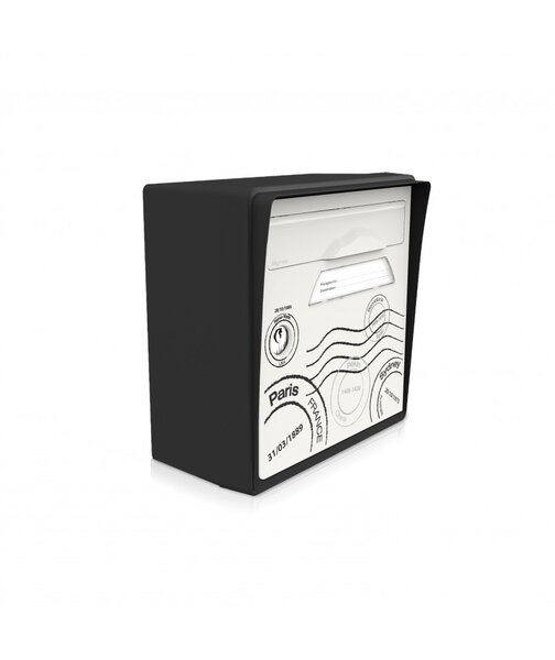 Boîte aux lettres noire murale "Globe-trotter"