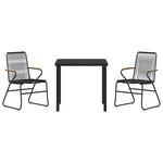 vidaXL Set de 3 Pièces Salle à Manger de Jardin Noir Rattan PVC
