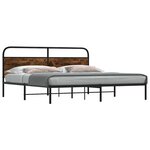 vidaXL Cadre de lit en métal sans matelas chêne fumé 193x203 cm