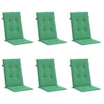 vidaXL Coussins de chaise de jardin à dossier haut lot de 6 vert tissu